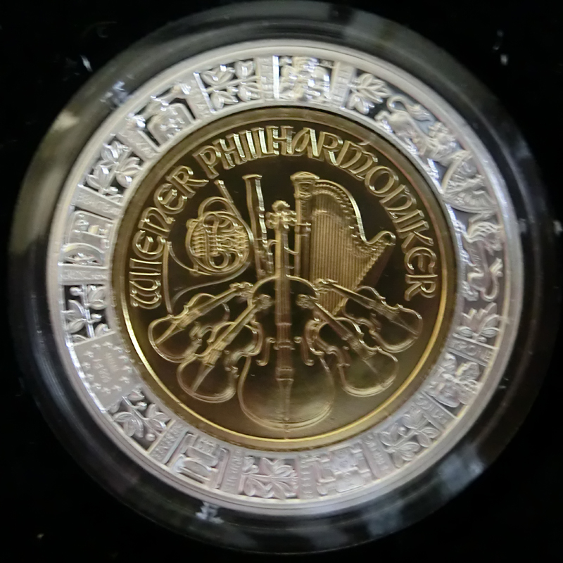 Wiener Philharmoniker Silbermünze (18 Gramm), teilweise 24 Karat