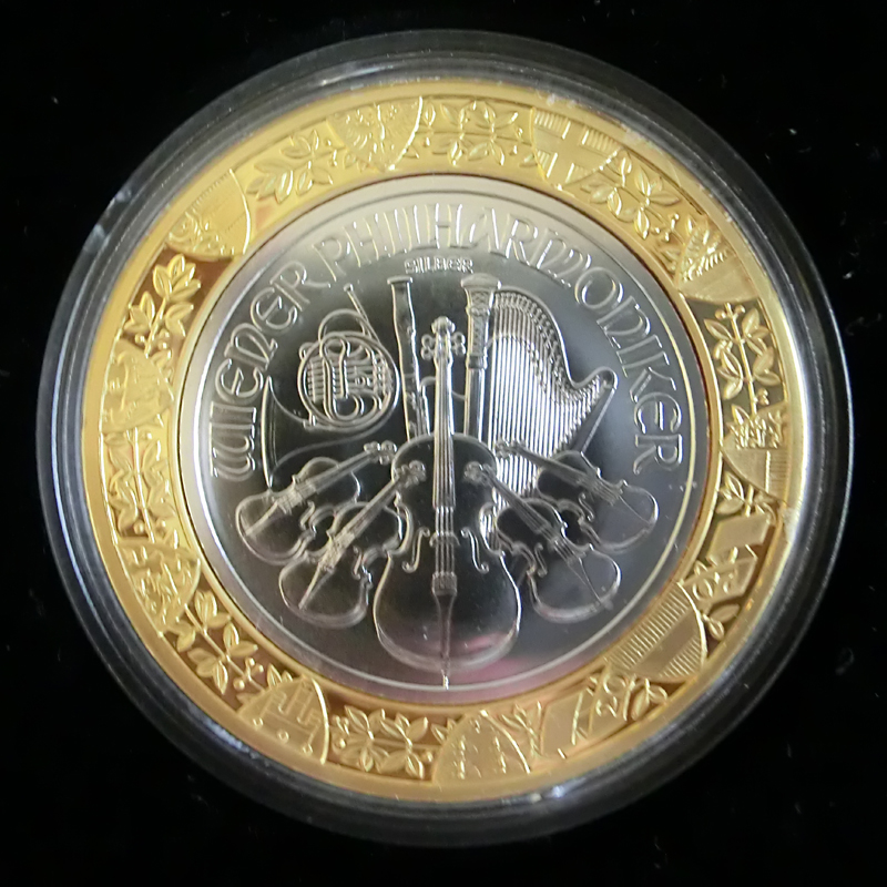 Wiener Philharmoniker Silbermünze (18 Gramm), teilweise 24 Karat