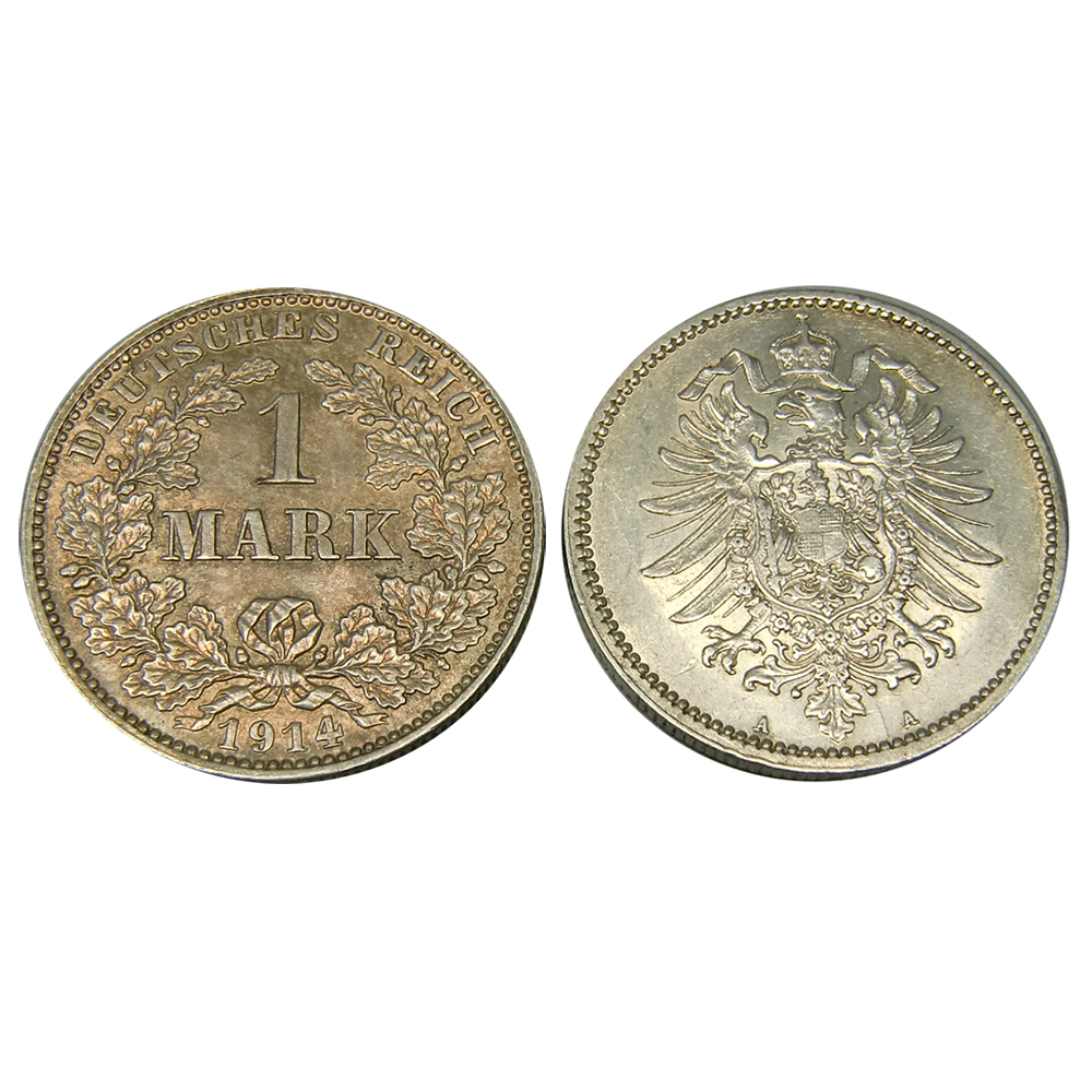 5 Silbermünzen Deutsches Reich 1 Mark 1871-1918