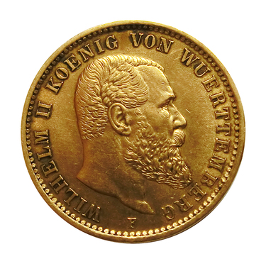 20 Mark Goldmnze Wilhelm II, Wrttemberg 1894-1914 - J.296
