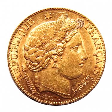 Frankreich 10 Francs Cereskopf Goldmnze 1871-1940