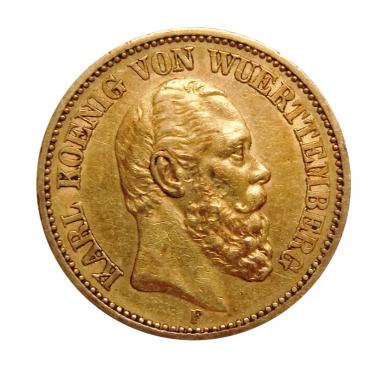 20 Mark Goldmnze Karl von Wuerttemberg 1872-1873 - J.290