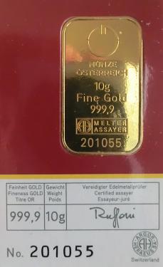 Goldbarren 10 Gramm Kinebar/ Lipizzaner sterreich