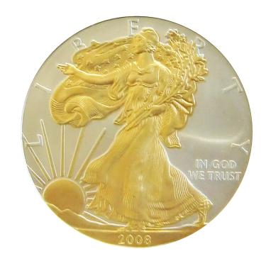 Silbermnze American Eagle 2008 - 1 Unze gilded