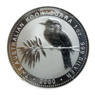 Silbermnze Kookaburra 2000 - 1 Unze 999 Feinsilber