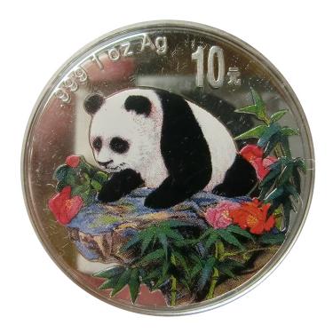 China Panda Silbermnze 1999 - 1 Unze - coloriert