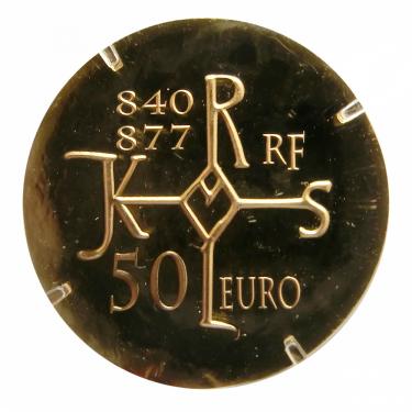 Goldmnze 50 Euro Frankreich 2011 Charles II Le Chauve