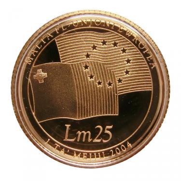 Goldmnze 25 Lm Central Bank of Malta 2004