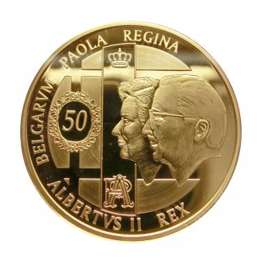 Goldmnze 100 Euro Belgien 2009 50. Hochzeitstag Knig Albert II. und Knigin Paola