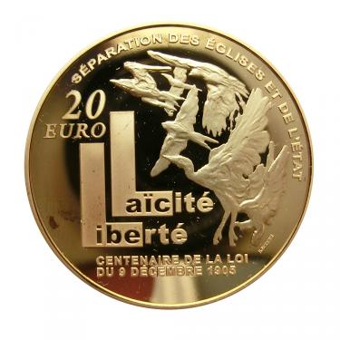 Goldmnze 20 Euro Frankreich 2005 Laicite Liberte