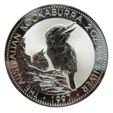 Silbermnze Kookaburra 1997 - 2 Unzen 999 Feinsilber