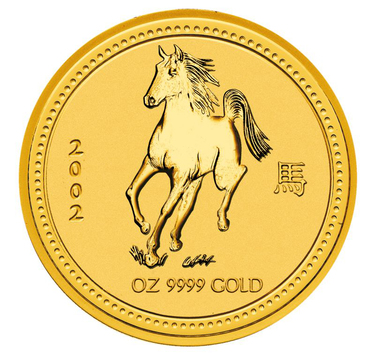 Lunar I Pferd Goldmnze 2002 - 10 Unzen