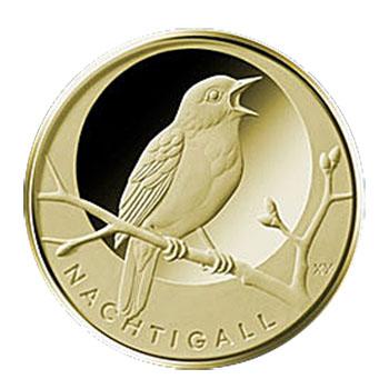 Heimische Vgel Nachtigall Goldmnze - 20 Euro incl. Acryl Sammelbox