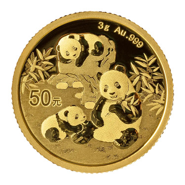 China Panda Goldmnze 50 Yuan 2025 - 3 Gramm in Original-Folie