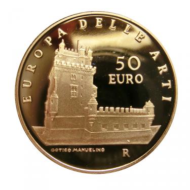 Goldmnze 50 Euro Europa Delle Arti L`Tower of Belem Lissabon 2008
