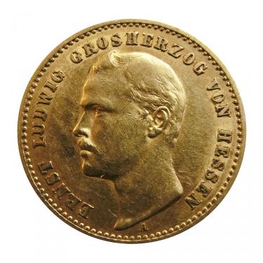10 Mark Goldmnze Ernst Ludwig, Hessen 1869-1898 - J.224