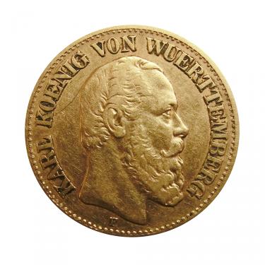 10 Mark Goldmnze Karl, Wuerttemberg 1874-1888 - J.292