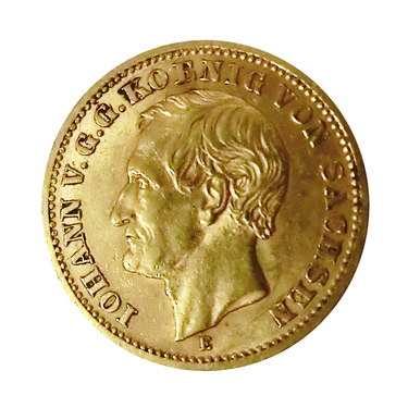 10 Mark Goldmnze Johann V.G.G., Sachsen 1872-1873 - J.257