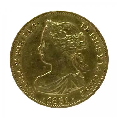 Goldmünze 100 Reales Isabell II. Spanien 1856-1862