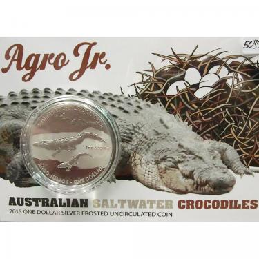 Silbermnze Salzwasser Krokodil RAM Agro Junior 2015 - 1 Unze geblistert