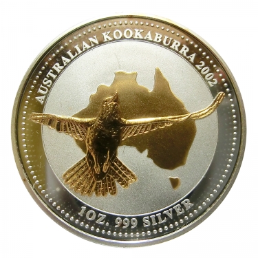 Silbermnze Kookaburra 2002 - 1 Unze gilded