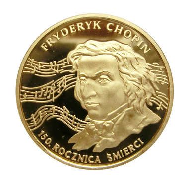 Goldmnze Polen 150. Todestag Frederic Chopin 200 Zloty PP