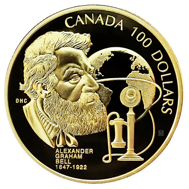 Goldmnze 1/4 Unze 100 Dollar Canada Graham Bell 1997 polierte Platte