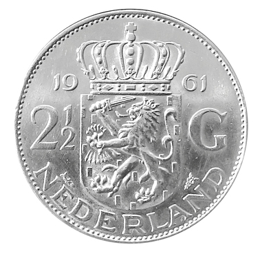 Silbermünze Königin Juliana der Niederlande  2 1/2 Gulden 720 Silber 1959-1966