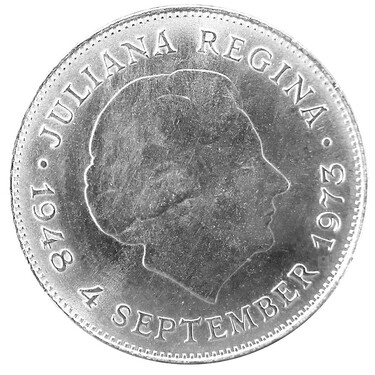 Silbermnze Knigin Juliana der Niederlande 1973 25. Regierungsjubilum 10 Gulden 720 Silber