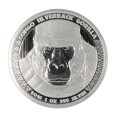 Silbermnze Congo Silverback Gorilla 2016 - 1 Unze 999 Feinsilber