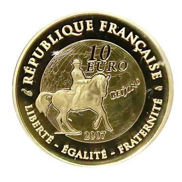 Goldmnze 10 Euro Frankreich 2007 Olympiade Reiten
