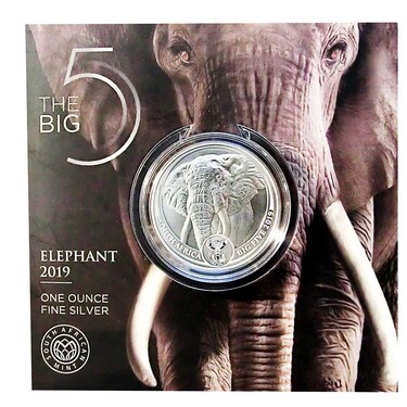 Silbermnze Big Five Elefant 2019 Sdafrika im Blister - 1 Unze 999 Feinsilber