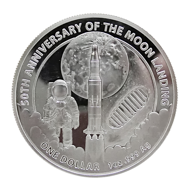 Silbermnze Moon Landing 2019 - 1 Unze Anniversary 50Th