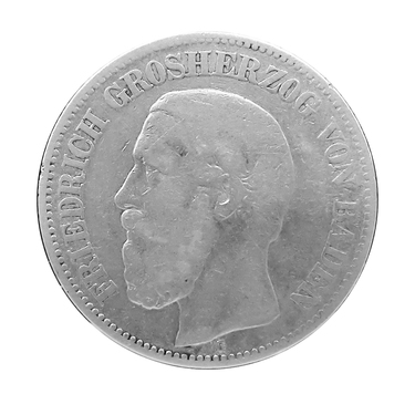 2 Mark Silbermnze Friedrich von Baden 1876-1888 - J.26