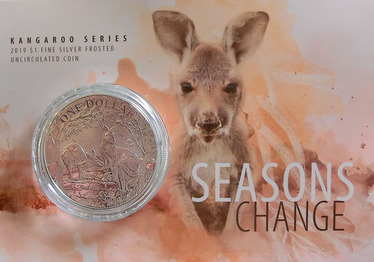 Silbermnze Kangaroo 2019 Seasons Change - RAM - 1 Unze Feinsilber geblistert