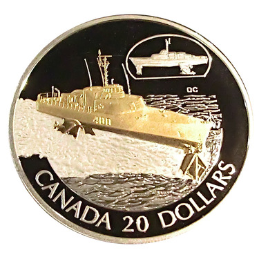 Silbermnze Canada HMCS Bras d'or 2003 - 925 Sterlingsilber PP gilded