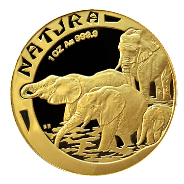 Goldmnze Sdafrika Natura Elefant 1996 - 1 Unze Polierte Platte im Etui