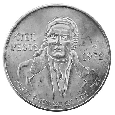 Silbermnze Mexiko 100 Pesos Morelos 1977-1979 720 Silber