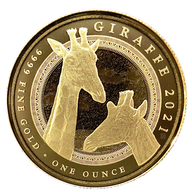 Goldmnze Equatorial Guinea Giraffe 2021 PP - Scottsdale Mint - 1 Unze