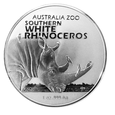 Silbermnze Australian Zoo Southern White Rhinoceros 2023 - 1 Unze Feinsilber