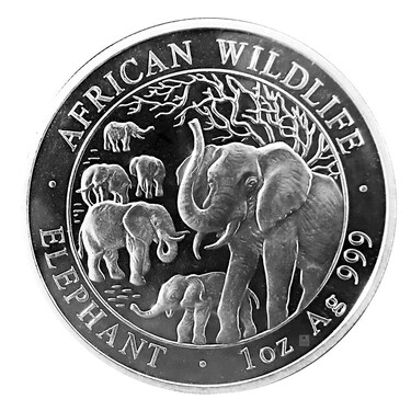 Silbermnze Somalia Elefant 2008 - 1 Unze 999 Feinsilber