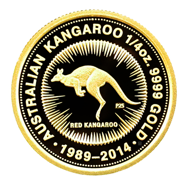 Red Kangaroo 25 Jahre Nugget Goldmnze 2014 - 1/4 Unze polierte Platte