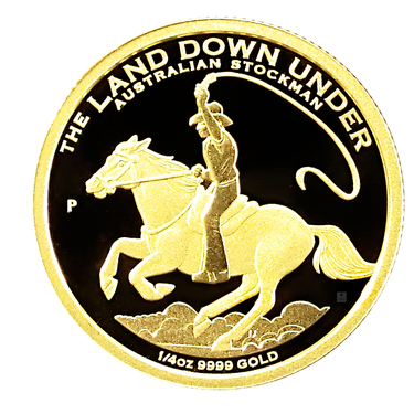 Australische Goldmnze Land Down Under 2014 Australian Stockman - 1/4 Unze PP