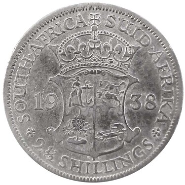 Silbermnze  2 1/2 Shillings-Sdafrika 1938