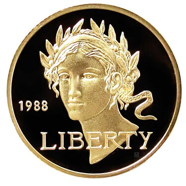 Goldmnze 5 Dollar Liberty Olympia 1988 PP in Kapsel