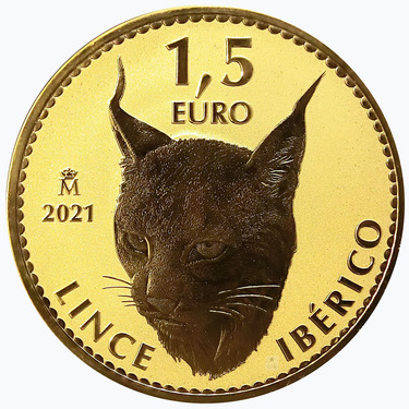 Goldmnze 1,5 Euro Spanien Iberischer Luchs 2021 - 1 Unze