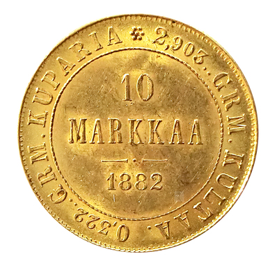 Goldmnze 10 Markkaa 1878-1913 Finnland