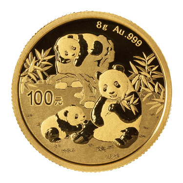 China Panda Goldmnze 100 Yuan 2025 - 8 Gramm in Original-Folie