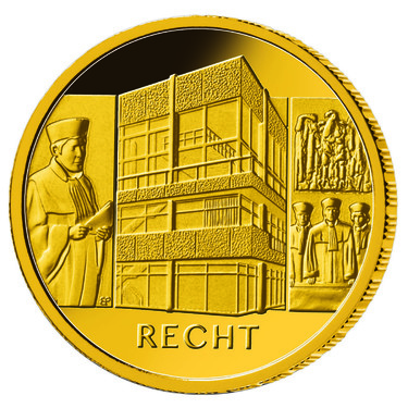 Sulen der Demokratie 2021 Goldmnze - Recht - 1/2 Unze -100 Euro