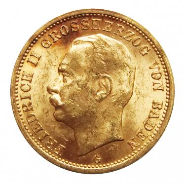 20 Mark Goldmnze Friedrich II., Baden 1911-1914 - J.192